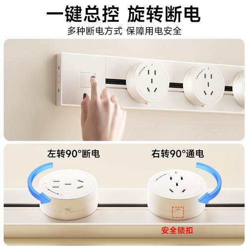 JOYECH可移动轨道插座明装电力导轨插座带开关餐边柜模块化插排 - 图0