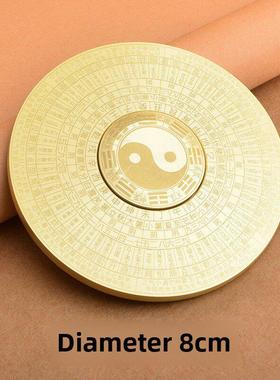 纯铜指南针旋转手柄件便携式减压手玩螺旋全铜实心八卦盘双面风水