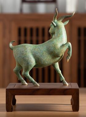 黄办铜十二生肖羊摆吉祥家居装饰9656客礼厅玄关公室桌面摆设高档
