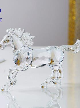 水晶马摆件招财酒柜办公室桌面装饰品摆设生肖新年吉祥物生日礼物