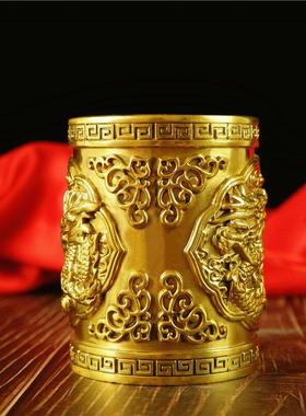 纯铜龙马鹰笔筒摆件家居办公室桌面复古创意小装饰品摆设