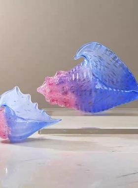 高档礼物水晶琉璃海螺摆件客厅酒店玄关酒柜办公室装饰轻奢艺术