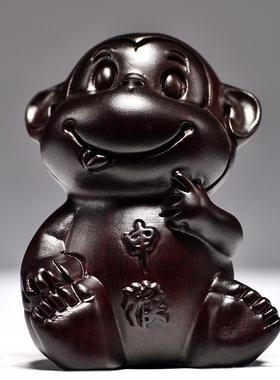 黑檀实木十二生肖摆件一套木雕刻鼠牛虎兔龙蛇马羊猴鸡狗猪家居品