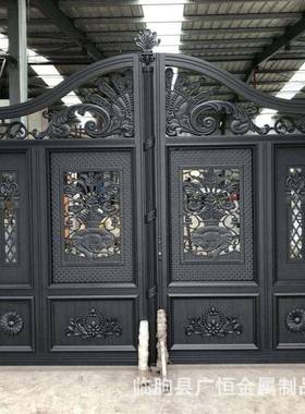 欧式铝艺大门厂区防盗铝艺双开门农村别墅庭院户外铝艺手动大门