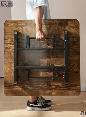 折叠桌子餐桌家用矮小饭桌出租屋吃饭写字方桌地摊摆摊正方形饭台