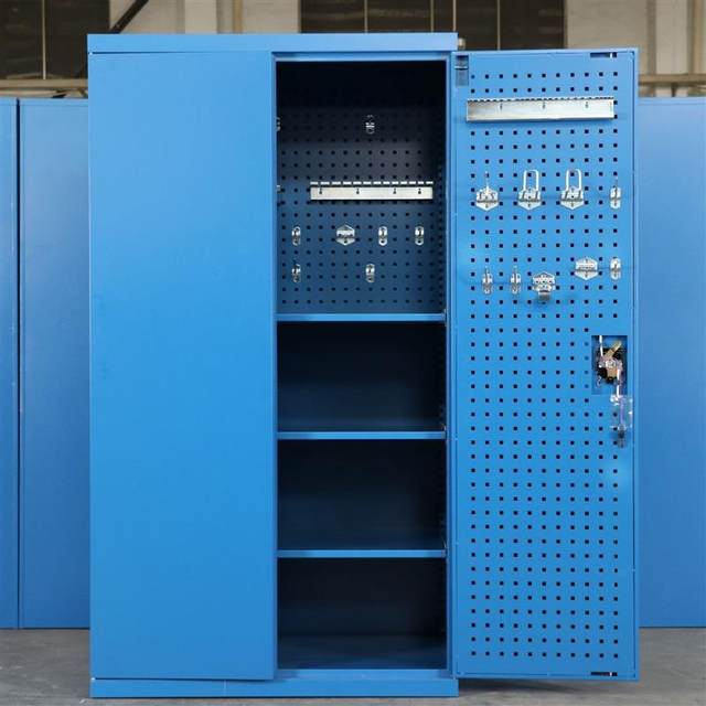 Heavy-duty hardware tool cabinet factory workshop multifunctional parts storage cabinet with laminated plate and mesh