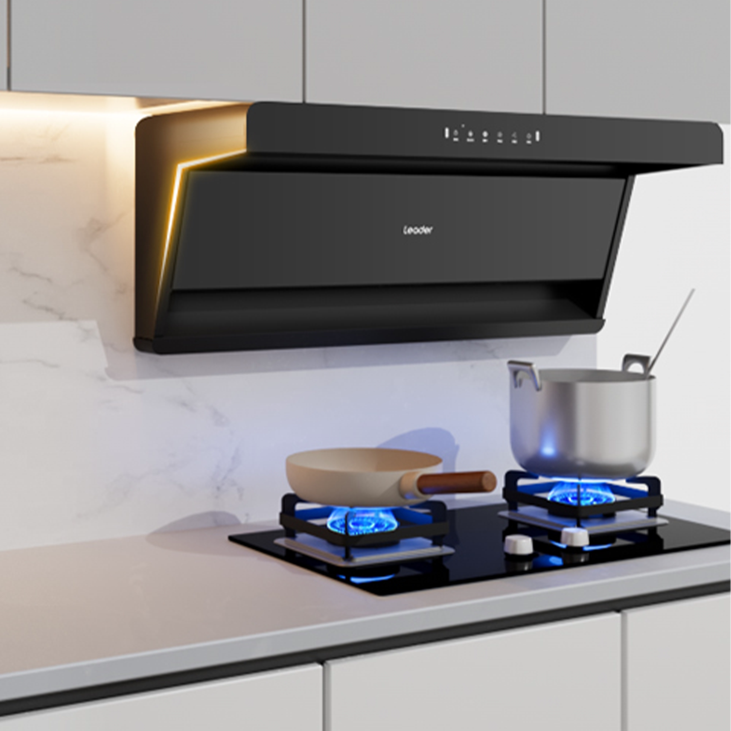 【一级净烟】海尔统帅油烟机燃气灶套装F28吸油烟机套餐顶侧双吸