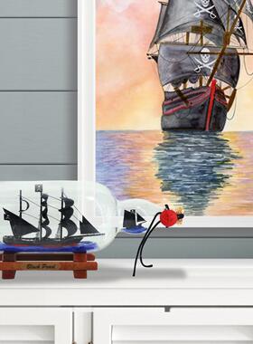 黑珍珠号加勒比海盗瓶中船玻璃漂流瓶许愿瓶创意工艺品礼物小摆件