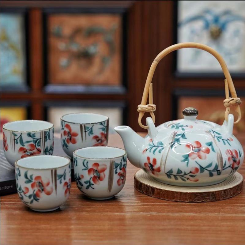 New hand-painted simple autumn language pastoral style teapot tea cup high temperature ceramic tea set tea cup men's tea making special