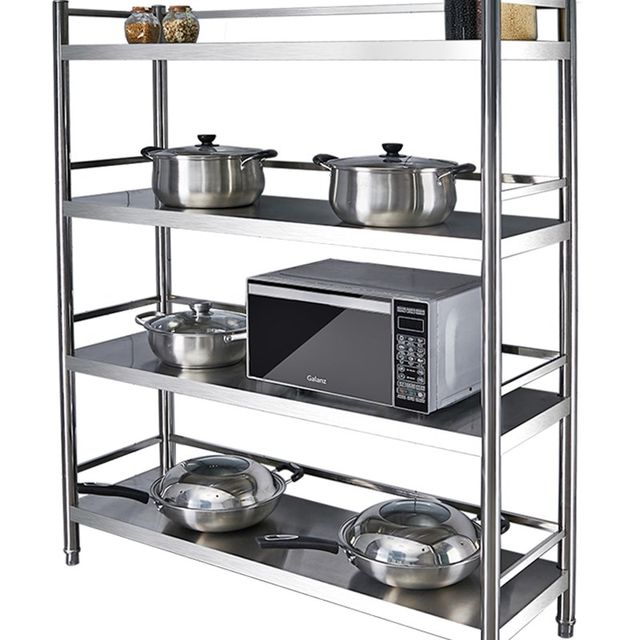 Kitchen 304 stainless steel four-layer five-layer shelves, storage racks, dining and drinking utensils, thickening, storage, welding and thickening
