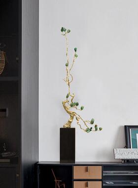 入户玄关柜壁龛装饰摆件中式家居酒店别墅电视柜旁晶石玛瑙工艺品