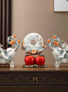 新中式复古客厅酒柜玄关电视柜招财大象一对象摆件家居装饰品摆设