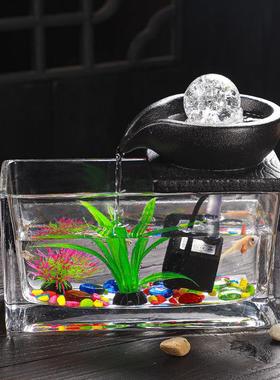 悬壶循环流水摆件配件搭配玻璃小鱼缸喷泉加湿器客厅办公室桌面