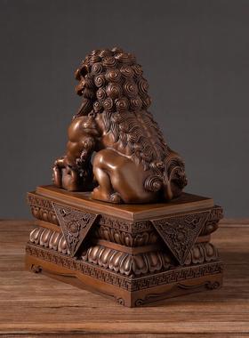 铜狮子摆件一对纯铜大小号北京狮宫门狮门口镇宅客厅家居工艺礼品