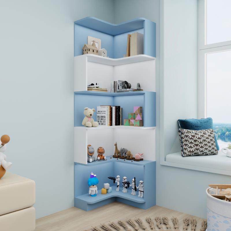 定制儿童房转角落地书柜靠墙一体书架置物架卧室拐角实木储物柜子 - 图1