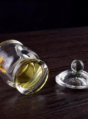 供佛莲花水晶玻璃圣水杯一套家用奉神贡财神带盖茶杯酒杯摆件包邮