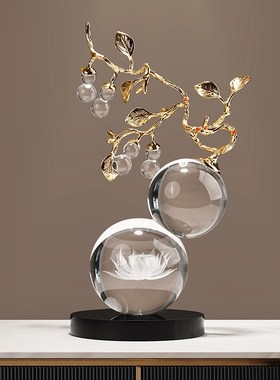 新款招财水晶葫芦摆件轻奢高档客厅酒柜办公室装饰品搬家乔迁礼物