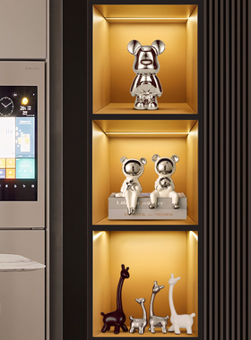 一家四口小鹿小众轻奢现代客厅玄关电视柜酒柜软装装饰品摆件