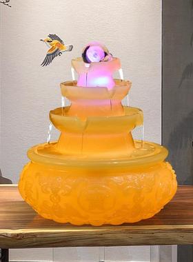 招财流水摆件桌面风水轮循环水办公室茶室柜台流水生财小型风水球
