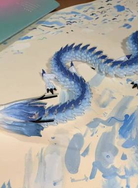 中国龙3D打印双色龙关节可动夜光敖丙可携式迷你桌面摆件模型涂装