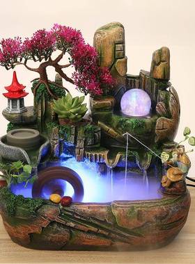 假山流水喷泉摆件美容院美发店理发开业礼品生日礼物水车循环抽水