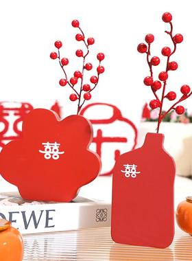 吾家婚品木质花瓶装饰品创意结婚客厅婚礼摆件婚房布置装饰用品