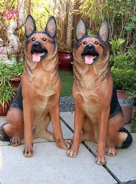 仿真动物玻璃钢雕塑草地户外狼狗装饰品园林景观德牧看门招财摆件