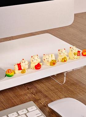 2025新年招财猫桌面装饰迷你公仔招财暴富办公室工位摆件电脑桌女