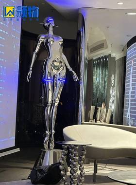 空山基机械姬雕塑摆件未来科技感KTV酒吧大型装饰发光模型落地灯