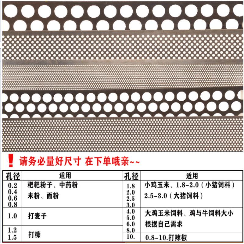 粉碎机饲料机米筛片家用碎米筛配件包谷机筛子米瓦特大筛板长860-图1