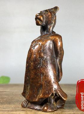 彷古纯铜实心十二生肖虎立体铜器百兽之王招财及风水摆件茶宠