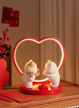 七夕礼物可爱情侣猫咪小夜灯摆件新娘婚房布置装饰新婚礼物送新人