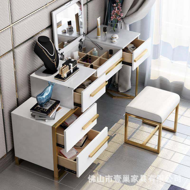 轻奢简约收纳柜一体翻盖化妆台家用港式梳妆台卧室网红化妆桌,淘宝优惠券,粉丝福利购,淘宝优惠卷