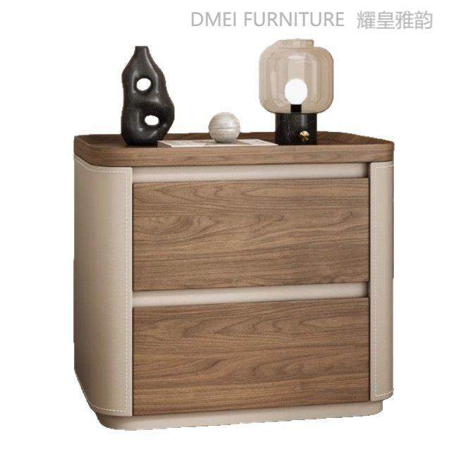 2025新款胡桃木纹理轻奢高级感床头柜免安装马鞍皮材质床边柜,淘宝优惠券,粉丝福利购,淘宝优惠卷