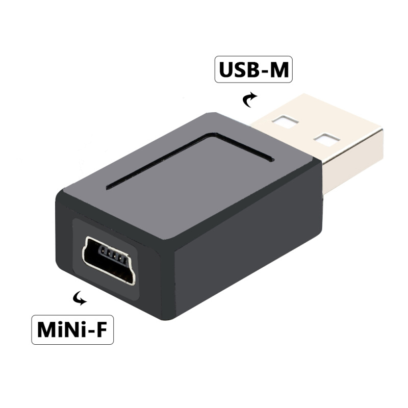 。USB2.0转接头A公转迷你5P母 T口母 USB A公头转mini 5P母头转换 - 图1