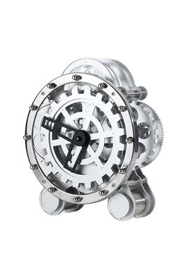 现代简约轻奢银色机械时钟摆件书房书架客厅售楼部样板房桌面饰品