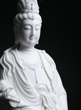 速发平玉堂 陶瓷摆件居26吋立莲观音》林建戴 佛像《家供奉家居装