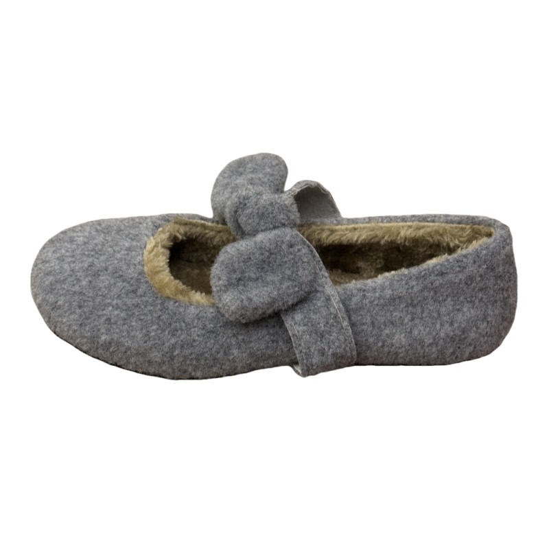 DCYI灰色蝴蝶结加绒毛毛鞋外穿秋冬保暖平底单鞋豆豆鞋玛丽珍棉鞋,淘宝优惠券,粉丝福利购,淘宝优惠卷