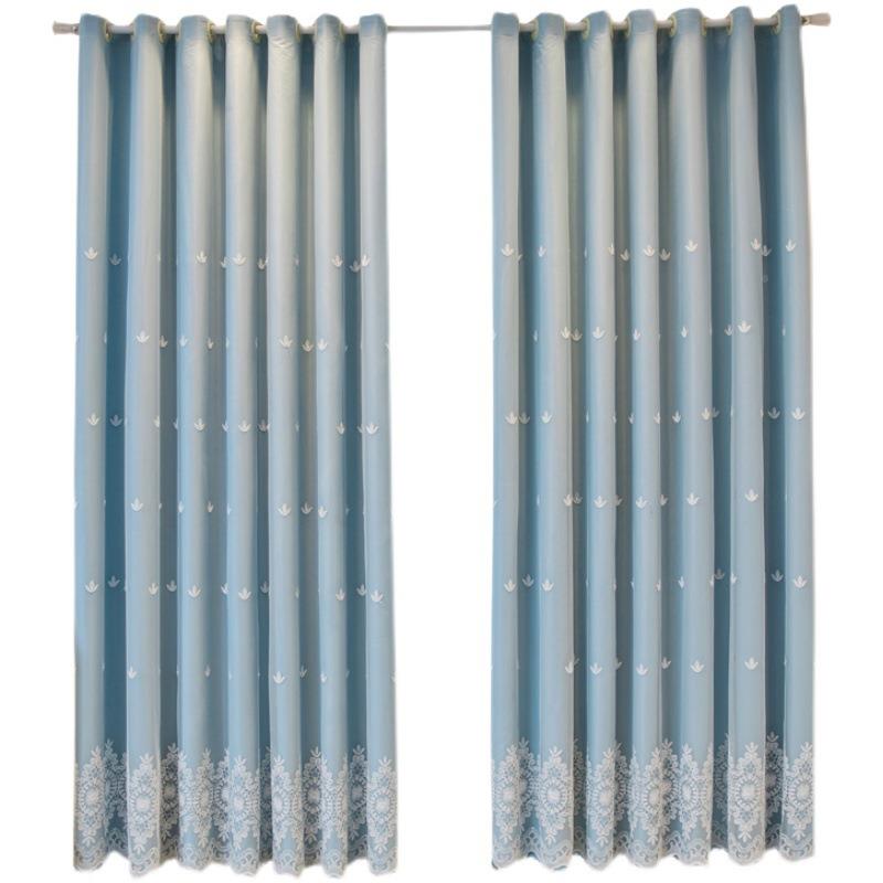 GEIA田5L窗帘光布纱一室体双层飘窗客厅卧纯遮色园简约现代绣花纱 - 图1