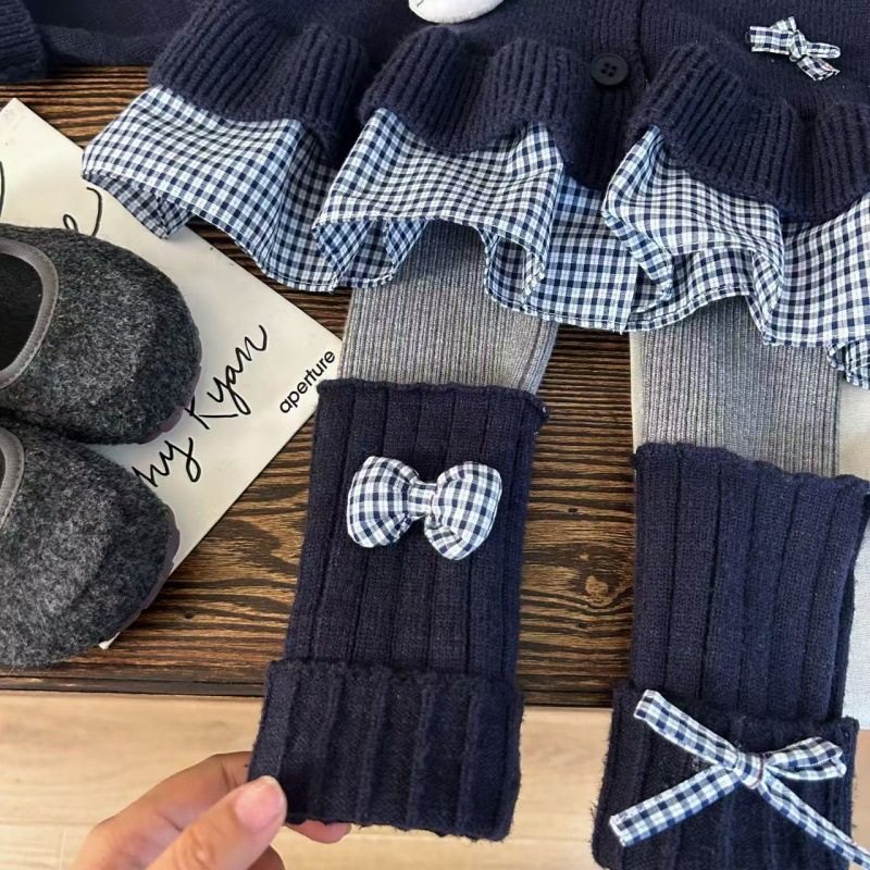 女宝宝春秋季套装儿童纯棉针织开衫拼接打底裤两件套2025女童毛衣,淘宝优惠券,粉丝福利购,淘宝优惠卷