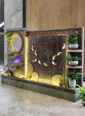 水幕墙流水屏风玄关隔断酒店办公室假山喷泉鱼池装饰水景落地摆件