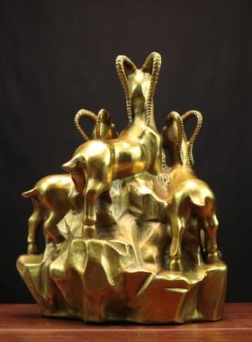 黄铜羊 三羊开泰生肖羊 家居店铺铜三阳开泰摆件铜三羊三阳