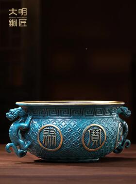 大明铜匠聚宝摆件招财聚财公室客盆家居装饰厅公司办JBP-0612乔迁