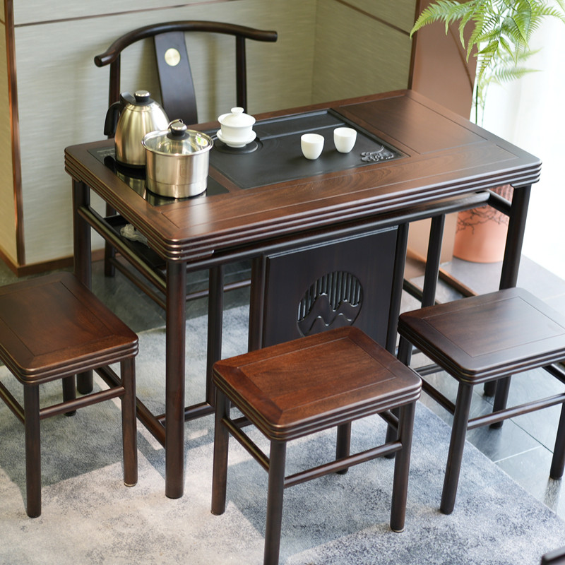 速发新烧木花梨式台小茶桌实木功夫茶台中水壶一体式家用茶桌椅组,淘宝优惠券,粉丝福利购,淘宝优惠卷