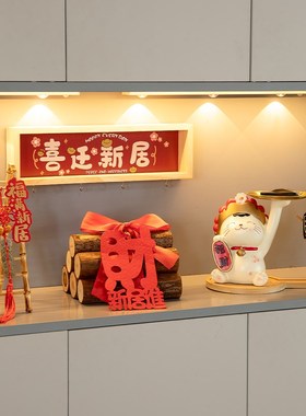 速发乔迁意居入户玄关墙面挂钩门口置物架收纳招财猫创装新饰摆件