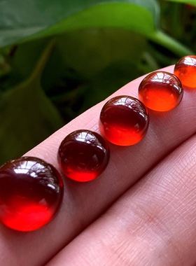 正圆形天然石榴石戒面裸石镶嵌编绳戒指吊坠手链耳钉内有杂质