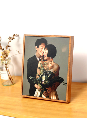 定制影楼婚纱照摆台韩式窄边简约结婚照一体相框挂墙8寸10寸桌摆