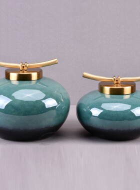 新中式陶瓷罐摆件创意软装饰茶室客厅酒柜书房现代玄关电视柜摆设