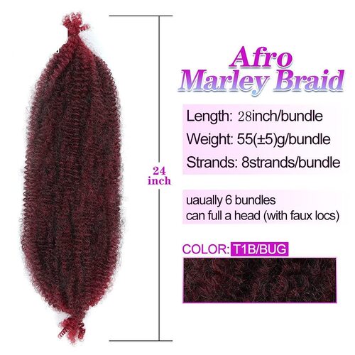 Afro Spring Twist Crochet Braids Hair Kinky Marley Braid假发 - 图0