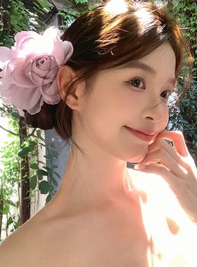 【我的脸很圆】超仙花朵马尾辫发夹刘海鸭嘴夹新中式头发发饰簪花